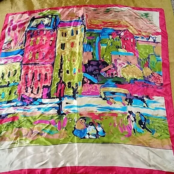 By Adrienne Vittadini VTG Silk 100% Scarf  Size 90X90 CM main image 5